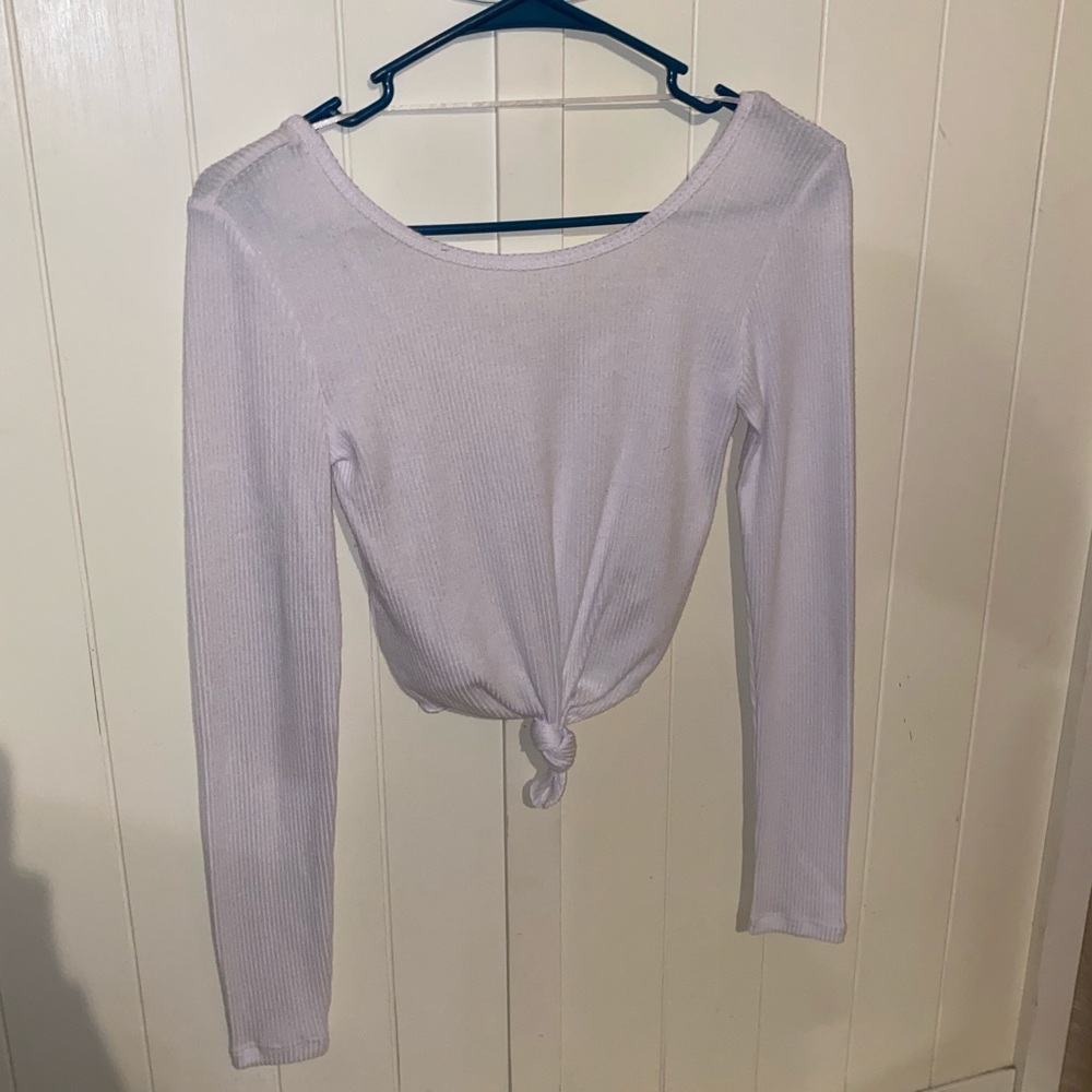 COTTON ON Long sleeve tie front crop top